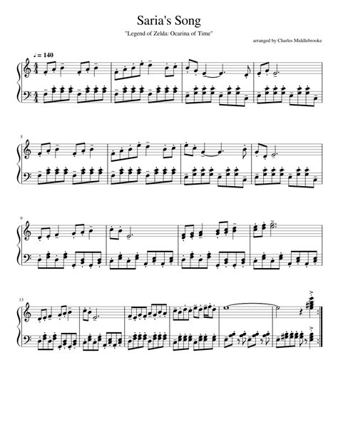 saria's song sheet music